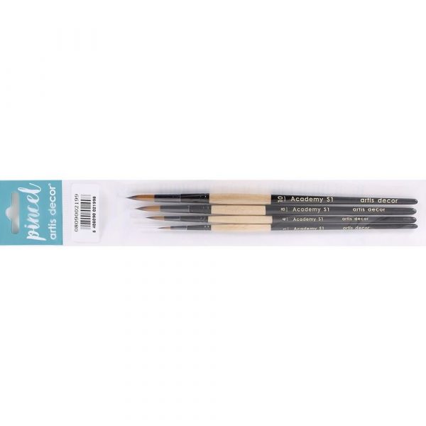 SET 4 PINCELES SERIE ACADEMY S1 REDONDO MANGO CORTO
