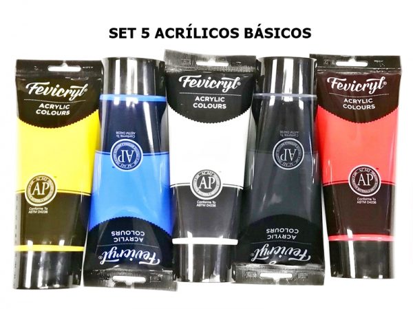 SET 5 ACRÍLICOS BÁSICOS FEVICRYL 200ML