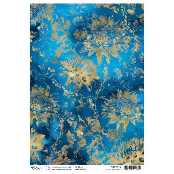 Papel Arroz CBRP313 A4 Golden Blue Cobalt
