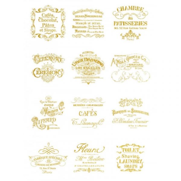 Papel de Arroz, GOLD36,Fondo ORO, SELLOS VINTAGE.