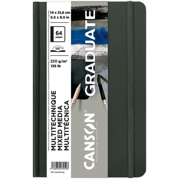 CUADERNO GRADUATE MIX MEDIA GRIS 14X21,6CM. (32HJ.) 220GR. CANSON