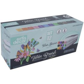 SET 12 ROTULADORES TWIN BRUSH (Pincel/Fino 1mm) ARTIS DECOR-TONOS BÁSICOS