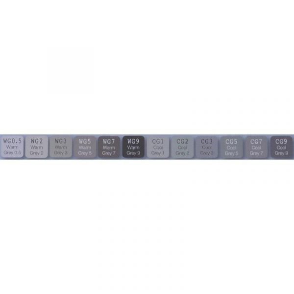 SET 12 ROTULADORES TWIN BRUSH (Pincel/Fino 1mm) ARTIS DECOR-TONOS GRISES - Imagen 2